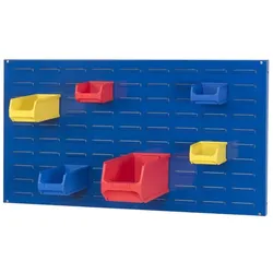 PROREGAL Trägersystem Blaue Systemplatte mit 45x blauen Sichtlagerboxen 1.0 | Maße HxB 50x100cm | Sichtlagerbox, Sichtlagerbehälter, Sichtlagerkasten