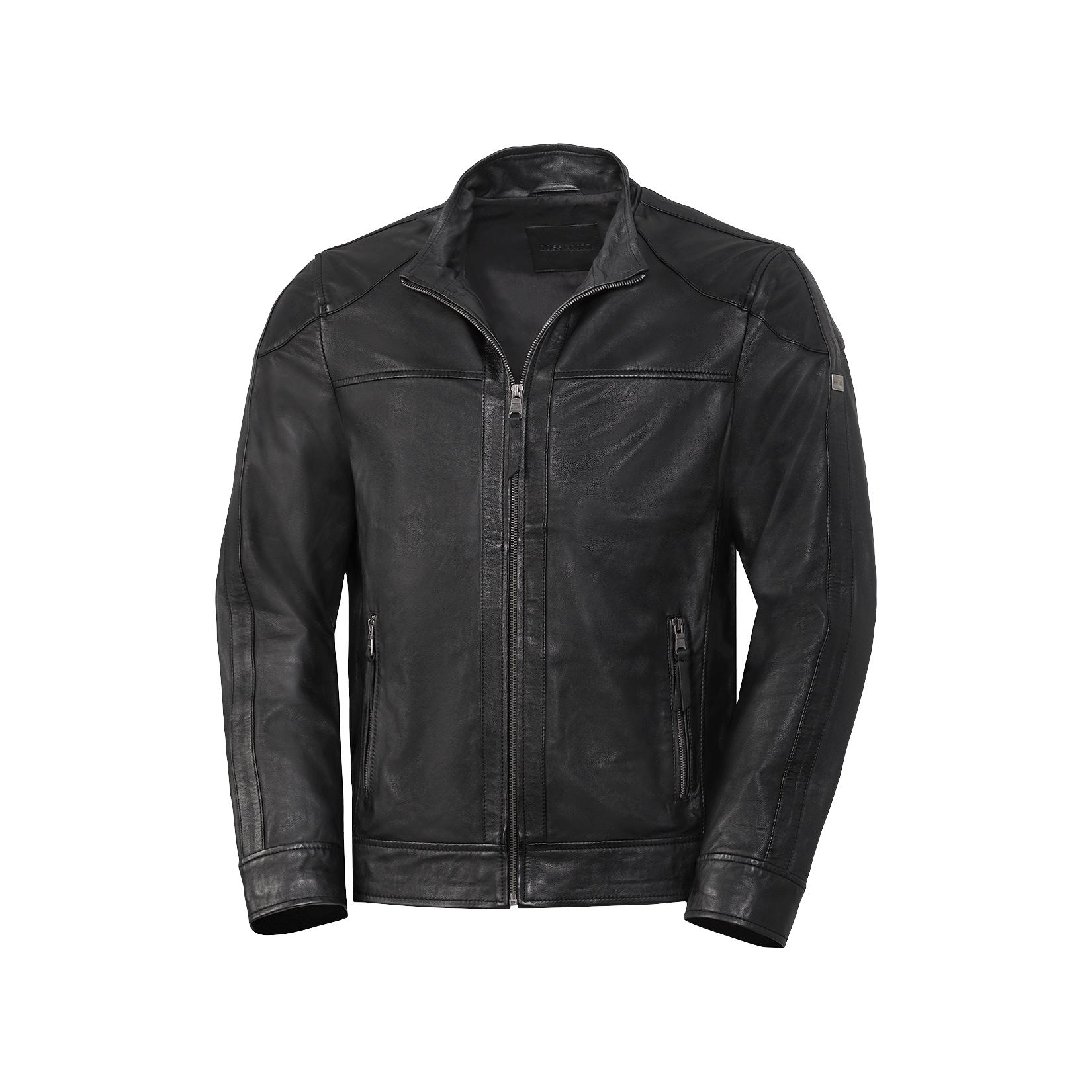 Ross & Cole Herren Lederjacke mit Stehkragen