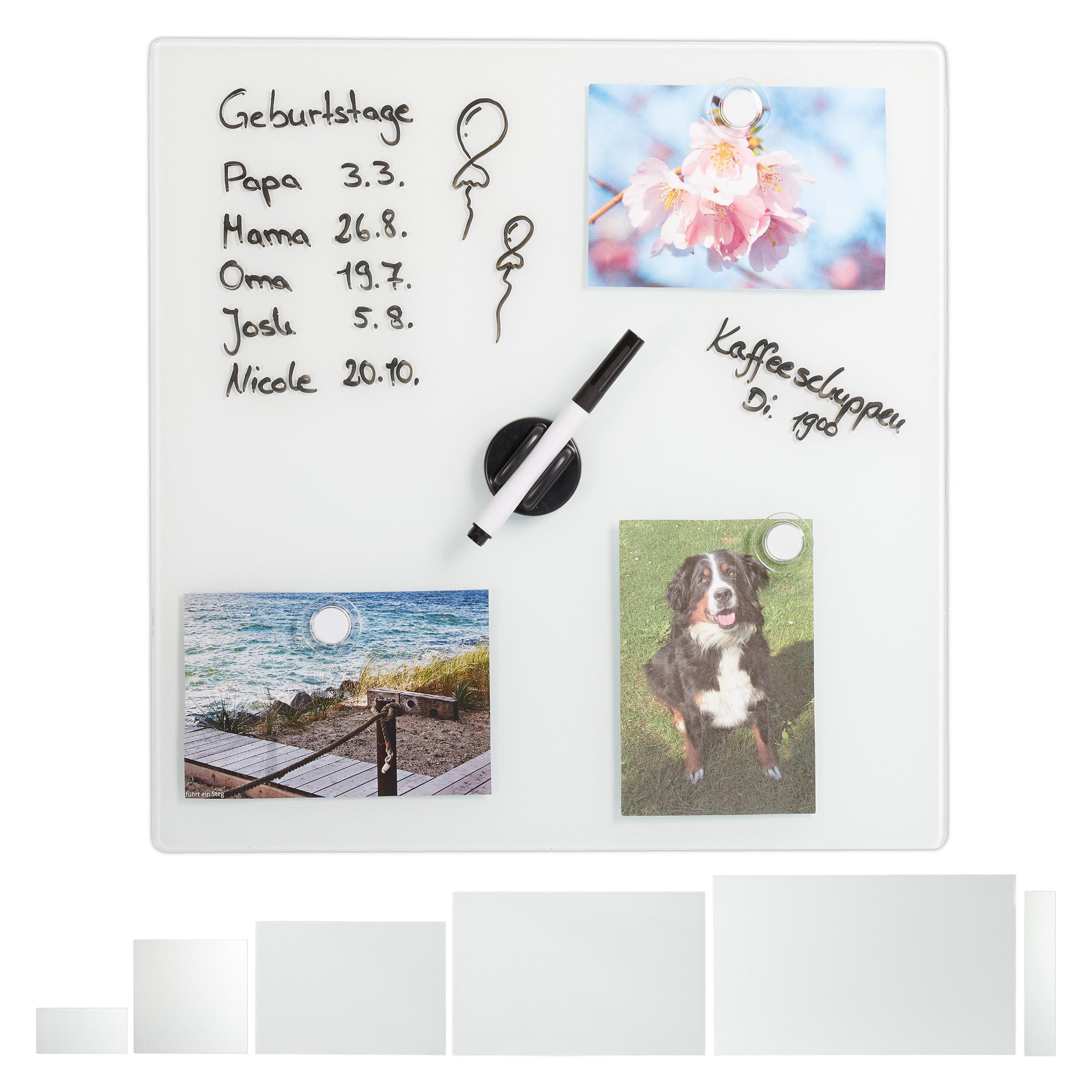 Relaxdays Glas-Magnetboard (Magnettafel, Pinnwand, 40 x 40 cm) (4052025904357)