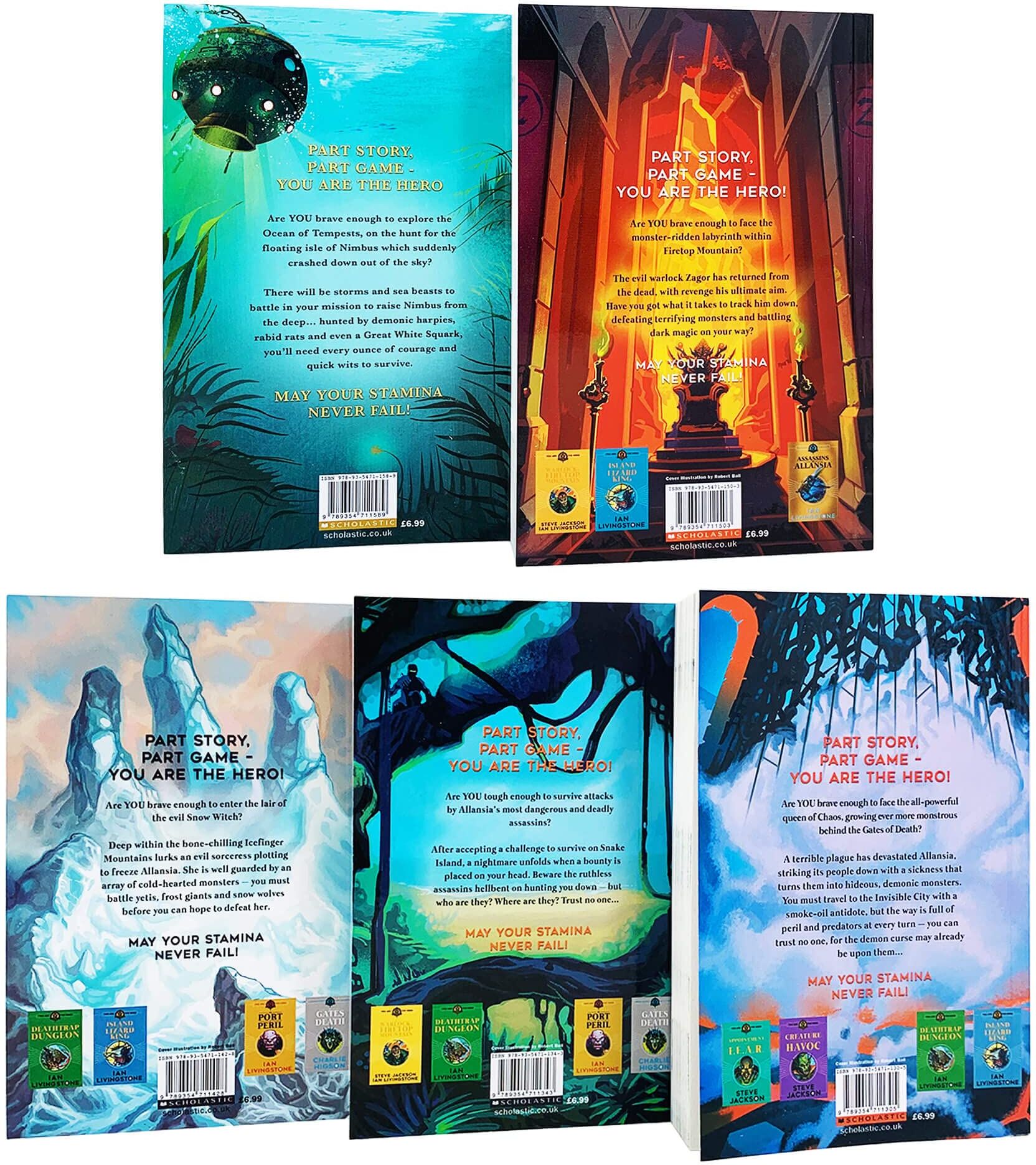Scholastic Fighting Fantasy RPG 5 Books Collection Set - Volume 11-15 Classic Interactive Adventure Gamebooks Collection