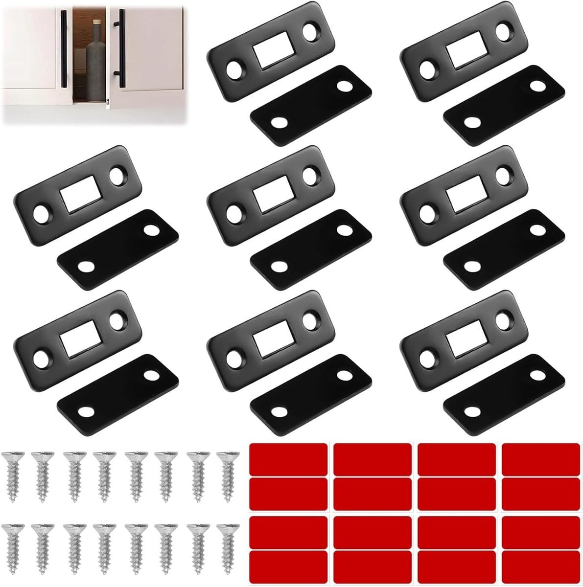 Set van 8 ultra dunne magnetische deursluiters voor keukenkasten en ramen, zelfklevend