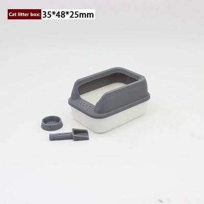 Uplift Picks Miniature Cat Litter Box Set Dollhouse Pet Accessories With Shovel Toy gray 35*48*25mm
