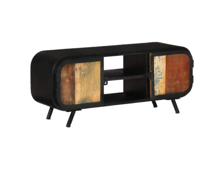 HEFZGDB TV-Schrank 110x30x45 cm Altholz Massiv Industrieller Stil Vintage Handgefertigt Recyceltes Holz Einzigartiges Unikat Stauraum Multimedia