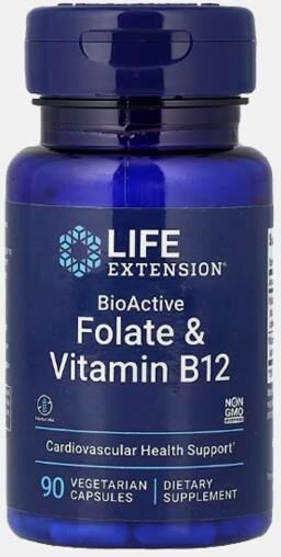 LIFE EXTENSION FOLATE & VITAMIN B12 90 CAPSULAS VEG.