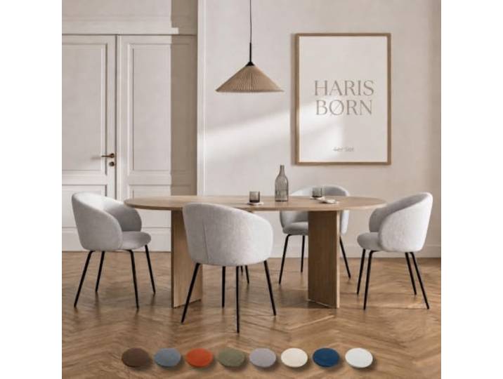 Haris Børn® NØR Esszimmerstühle (4er Set) Hellgrau - Bequeme Polster Esszimmerstühle mit Armlehne - Premium Esstisch Stühle & Wohnzimmer Stühle - Moderne Esszimmerstühle 30 Tage testen