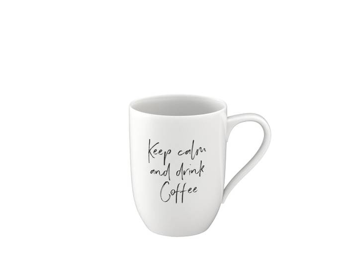 Becher VILLEROY & BOCH Becher 'Keep calm and drink Coffee' Statement 290 ml weiß , weiß, Porzellan, Trinkgefäße, Becher