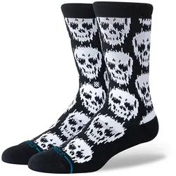 STANCE Unisex Socken - Static Skull Crew, Totenkopf, Crew Socken Schwarz/Weiß / 43-46