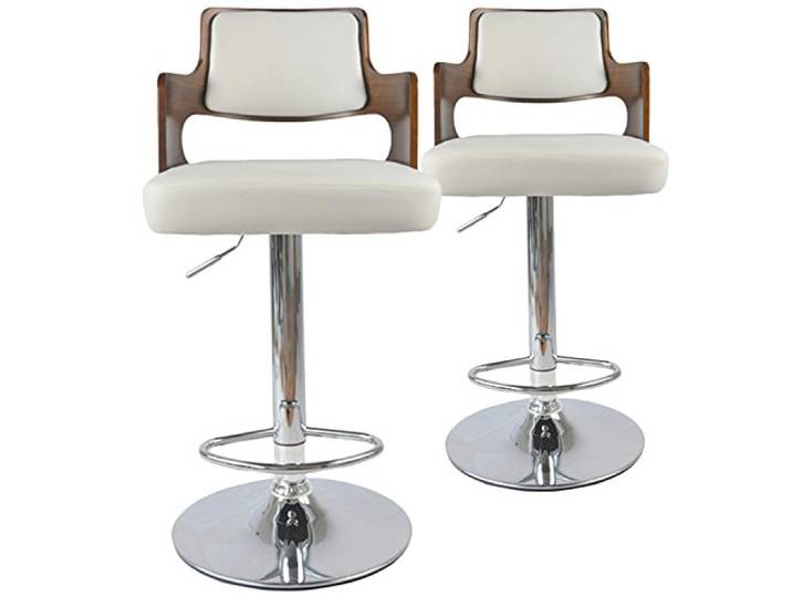 Menzzo Russel Set mit 2 Barhockern Haselnuss & Weiß
