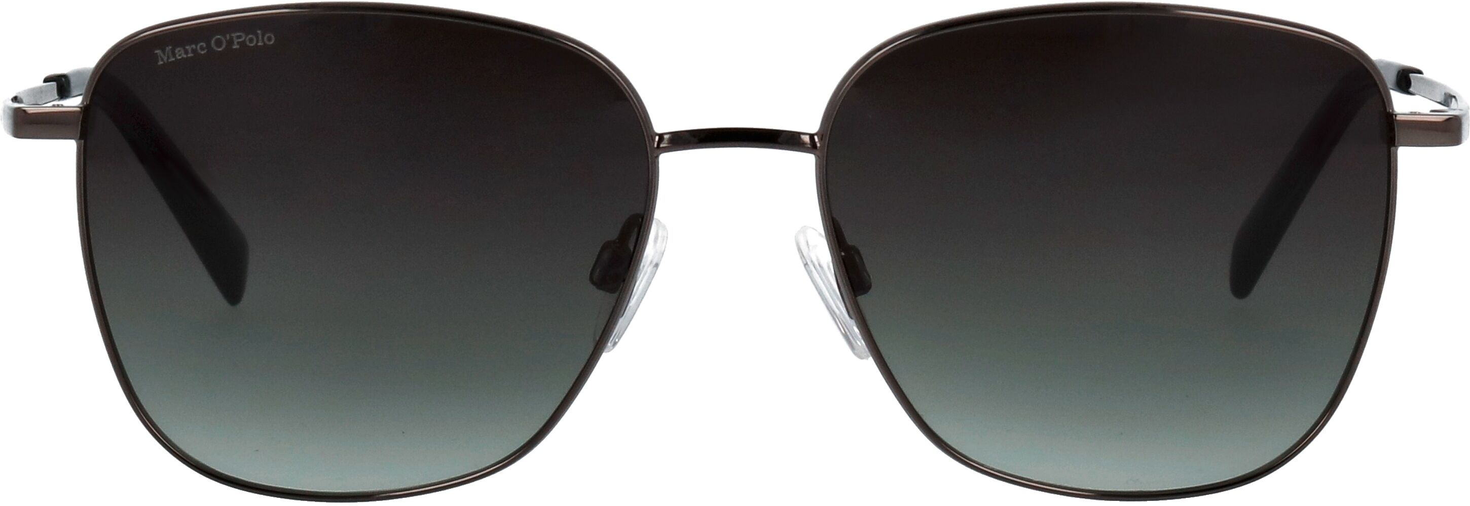 Marc O' Polo Sonnenbrille MARC O'POLO "Modell 505124", Damen, schwarz (dunkles gun), leicht glänzend, metallic, Sonnenbrillen Sonnenbrille, Form Butterfly, Logoschriftzug auf Bügel, Metallfassung dunkles gun Einheitsgröße