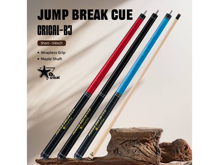CRICAL Heavy Hitter Jump Break Cue 54 pouces, queue de billard professionnelle en érable en 3 parties, pointe de 13,5 mm