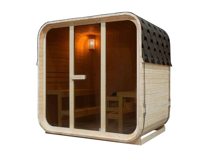 Artsauna Fasssauna Fjora L 9 kW Saunaofen (6 Personen), Naturfarben, Holz, 228x225x180 cm, Freizeit & Co, Wellness & Gesundheit, Sauna