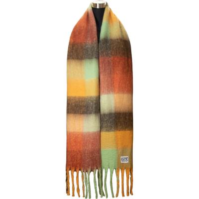 XXL-Schal CHILLOUTS "Gero Scarf", Damen, orange (braun, orange), Kunstfaser, kariert, mehrfarbig, Modetücher, mit dicken Fransen