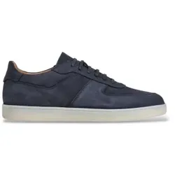 Hackett London für Herren. HMS200101 Nubuck-Sneaker Brompton Marineblau (41), Wohnung, Nobuck, Schnürsenkel, Lässig