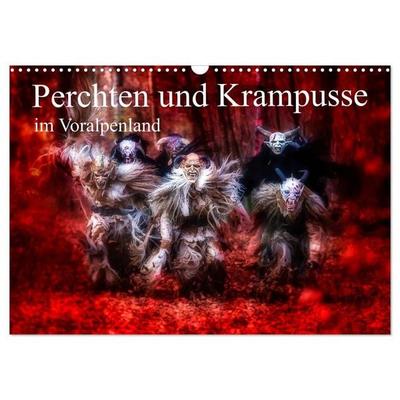 Perchten und Krampusse im Voralpenland (Wandkalender 2026 DIN A3 quer), CALVENDO Monatskalender