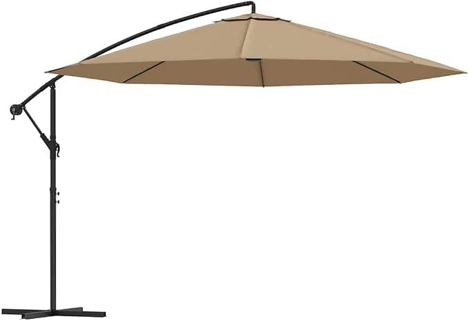 Ampelschirm 3,5 m Sandweiß, UV-beständiger Polyester Sonnenschirm mit Kurbel, freitragend, winddicht, wetterfest, neigbar, stabiler Aluminium Ständer für Balkon, Terrasse, Garten