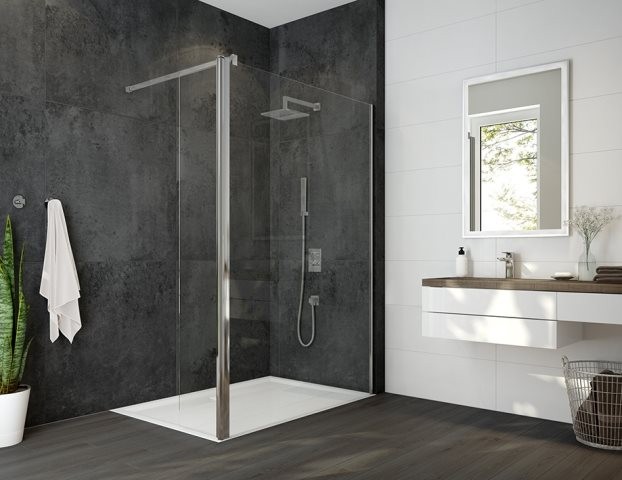 Hoesch Duschabtrennung Alaris Pro Walk-In Eckversion mit Schutzwand 8629476.101401