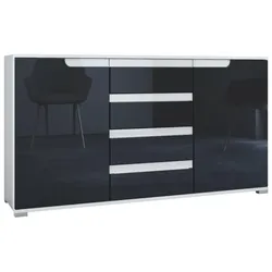 SIDEBOARD Sylt Schwarz Hochglanz / Weiß Hochglanz