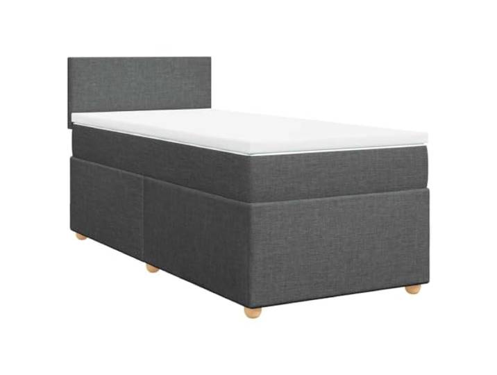 PUGYNBK Boxspringbett für Einzelbett, mit Matratze, Dunkelgrau Lattenrost mit Lamelle, weicher Matratzenschoner, waschbarer Bezug, atmungsaktives Polyester