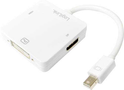LogiLink CV0045A Adapter [1x Mini-DisplayPort Stecker - 1x DVI-Buchse 24+5pol., HDMI-Buchse] Weiß 15.00 cm
