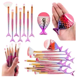Meerjungfrauenschwanz-Make-up-Pinsel-Set Lila-Pink, 8-tlg.