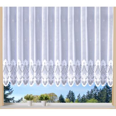 Gardine WECKBRODT "Weimar" Gr. 21, weiß, B:750cm H:160cm, Jacquard, Polyester, Gardinen, Gardine, Jacquard, floral, Halbtransparent, Sockel, Bordüre, gebogt, Store