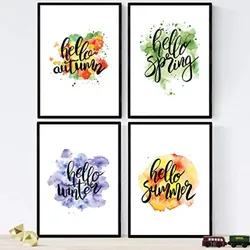 POSTER Set mit 4 Seasons Of The Year A3 Schwarzer Rahmen