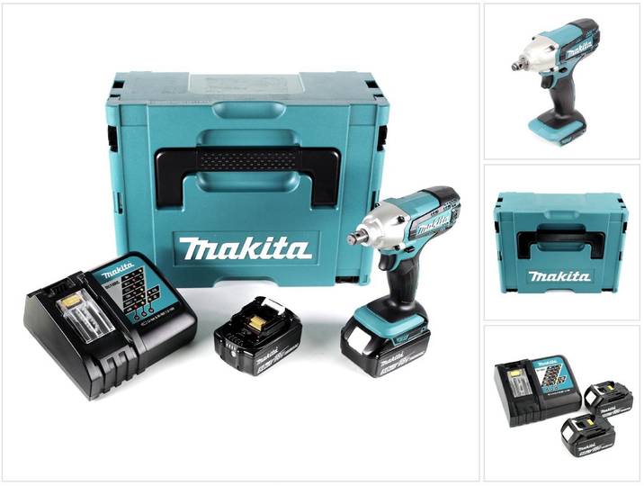 Makita DTW 190 RTJ 18V Li-Ion Boulonneuse à chocs sans fil + Coffret de tranport Makpac + 2x Batteries BL 1850 5\,0 Ah + Chargeur rapide DC 18 RC