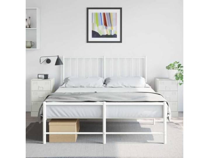 HEFZGDB Weiße Nachttische 2 Stück aus Stahl 34,5x39x62 cm mit Stauraum und Griffen, stabile Beistelltische fürs Schlafzimmer, pflegeleicht und modern