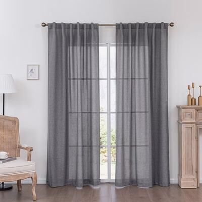 Awesome Home Linen Texture Light Filtering Back Tab Panel Pair