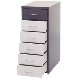 Mendler Rollcontainer Boston T851, Schubladenschrank Stahlschrank, 69x28x41cm 6 Schubladen ~ dunkelgrau weiß-dunkelgrau
