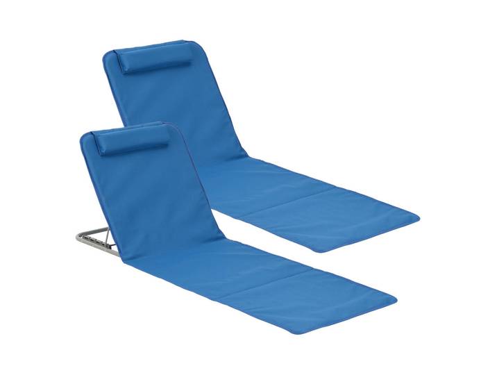 [en.casa] Strandmatten-Set 2 Tlg. Donostia, Blau, Metall, 143x44x48 cm, Gartenmöbel, Gartenliegen