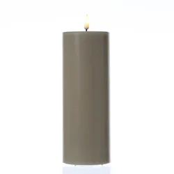 283 LED Kerze Mia Deluxe Echtwachs Wachsspiegel flackernd H: 20cm D: 7,5cm taupe