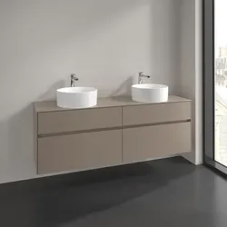 Villeroy und Boch Collaro Waschtischunterschrank C052B0VM 160x54,8x50cm, für 2 Waschtische, mit LED-Beleuchtung, taupe