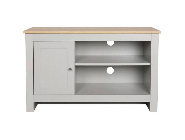 Mid.you Lowboard Emerald, Grau, Eiche, 2 Fächer, 95x58x39 cm, stehend, Wohnzimmer, Wohnwände, Lowboards, Lowboards stehend