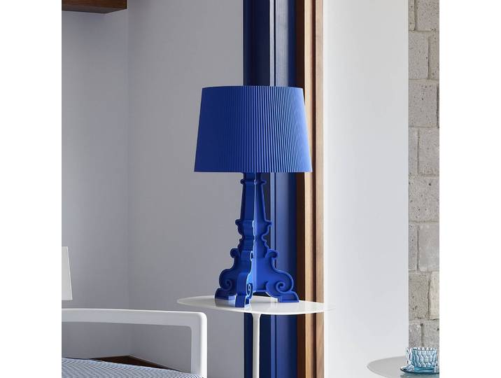 Kartell Tischlampe Bourgie Mat, dimmbar, blau, für Wohn- / Esszimmer, Kunststoff, Design, Tischlampe