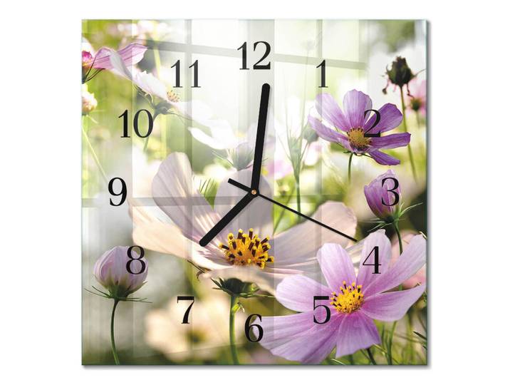 Tulup Wanduhr 30x30 cm - Kosmeen, Pink, Glas, Quadratisch, 30x30x0.4 cm, Dekoration, Uhren, Wanduhren