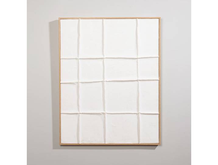 Weißes abstraktes Gemälde auf Leinwand, 68 x 85 cm