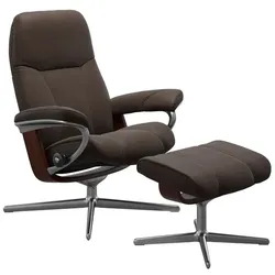 Stressless Sessel mit Hocker Consul Cross Leder Braun Batick Brown S (Small)