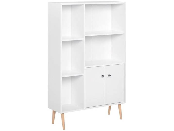 Bibliothèque blanche en pin style contemporain 80x23.5x123 cm