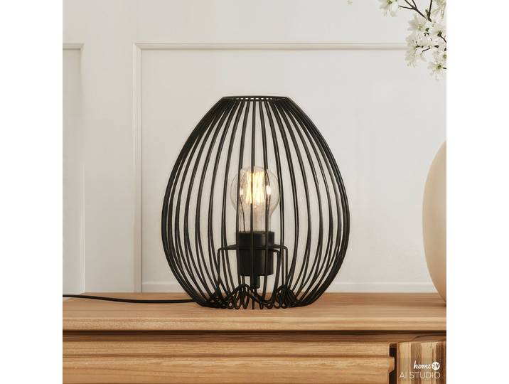 Lampe de table ROCAR 24 x 26 x 24cm Noir/Noir Fer, thermopoudré E27