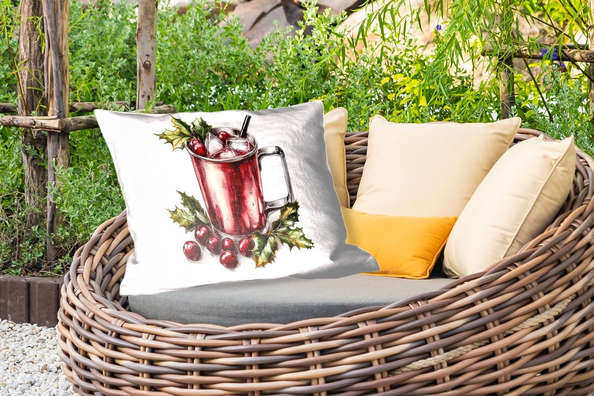 PillowMonkey Weerbestendig Buitenkussen Cocktail Rood 60 x 40 cm