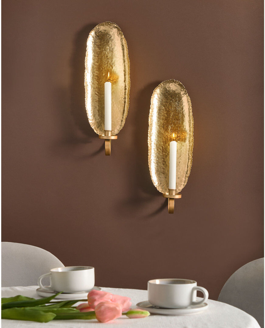 Fairmont Park FEIJO 2 Piece Metal Wall Sconce Set Gold 44cm H X 15cm W X 9cm D