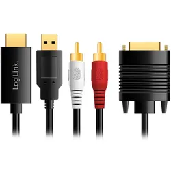 LogiLink HDMI (Typ A) — VGA (2 m), Videokabel, Schwarz