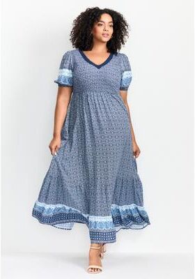 Plus Size Women's Eve Border Dress by Avenue in Berry Geo (Size 16)