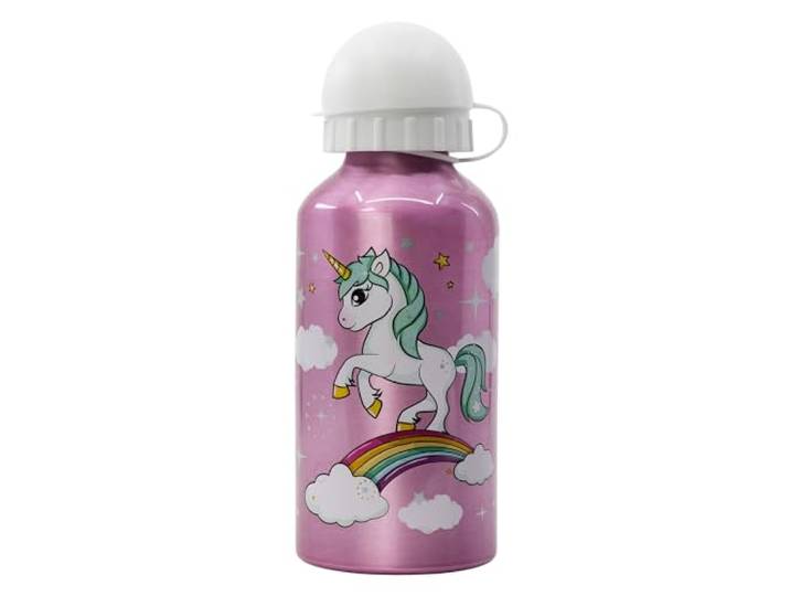 Stor Aluminium drinkfles voor kinderen, herbruikbare waterfles, 400 ml, eenhoorns en regenboog