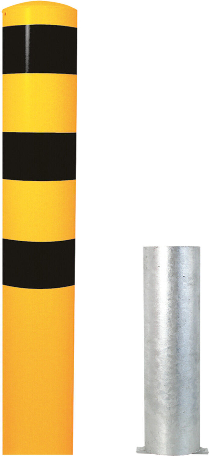 Schake Absperrpfosten Typ 40191HBG, herausnehmbar, ohne Verschluss, Ø 193mm, Gesamtlänge:1500mm, beschichtet, gelb / schwarz)