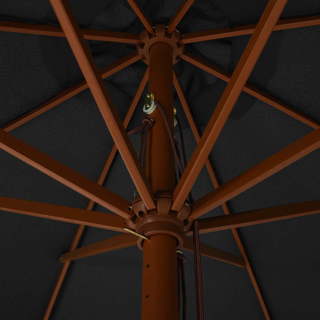 vidaXL Parasol d'extérieur avec mât en bois 330 cm Anthracite
