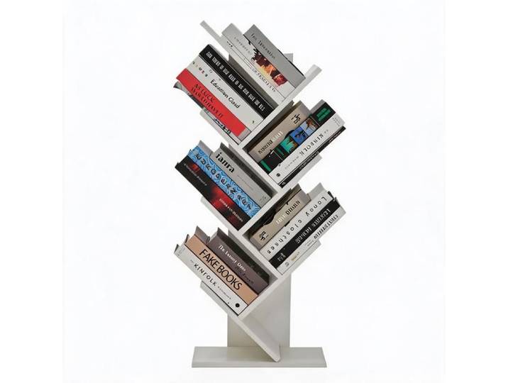 Koioplie Bibliothèque arbre 5 niveaux 104 cm étagère livres design moderne rangement vertical gain de place pour salon bureau