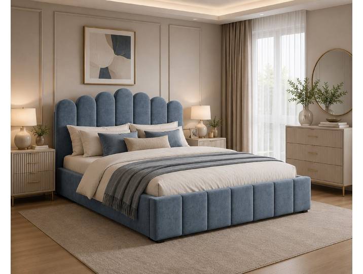 ROYAL24_MARKT Polsterbett – Bett 03 – Tresor – Gepolstertes Bett mit Metall-Lattenrost (Bett-Set, 1-tlg., Polsterbett inkl. Bettkasten und Metall-Lattenrost), Bettkasten, Metall-Lattenrost, Gasdruckfedern
