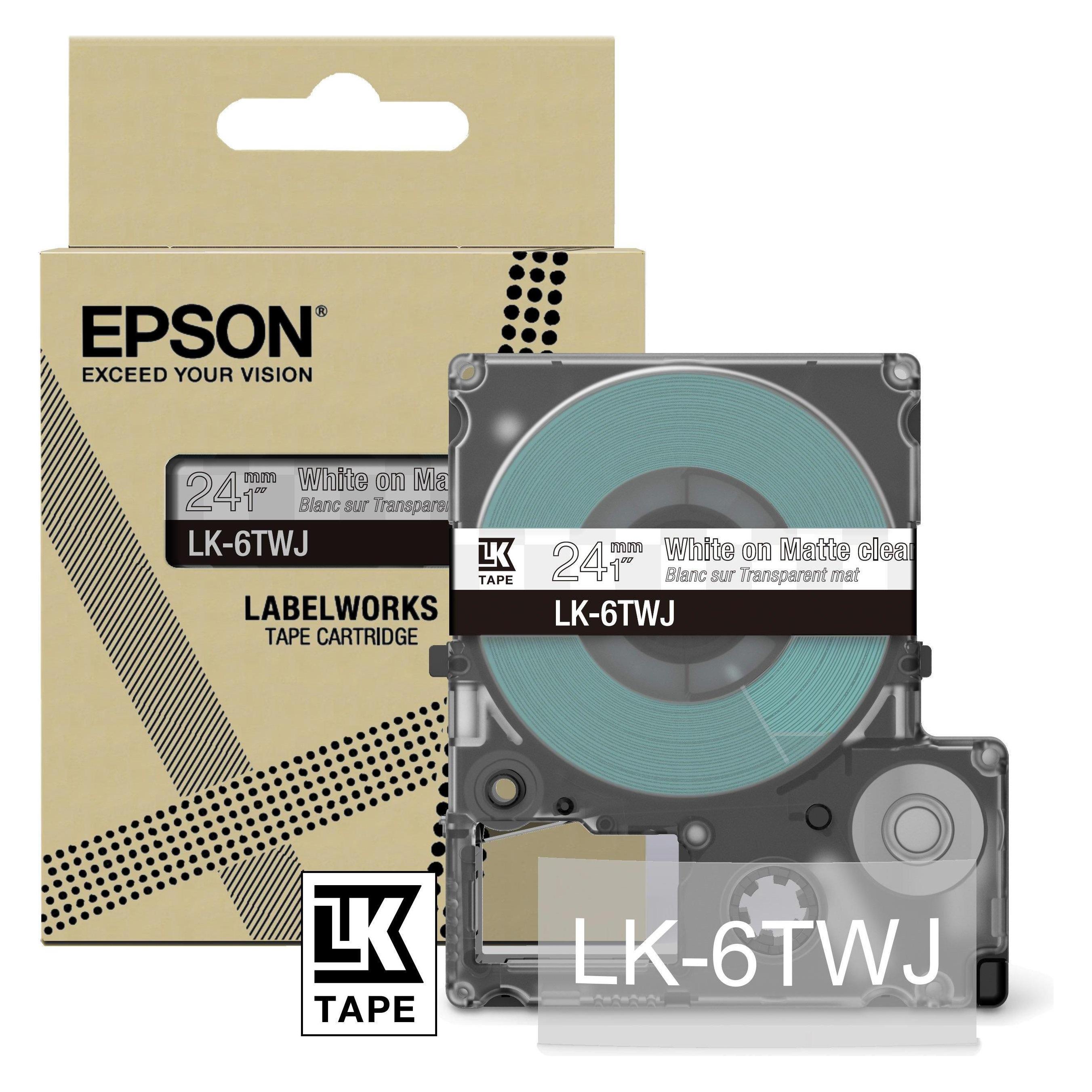 Epson Matte Clear/White 24mm LK-6TWJ (2.40 cm, Weiss, Transparent, Weiss) (C53S672070)